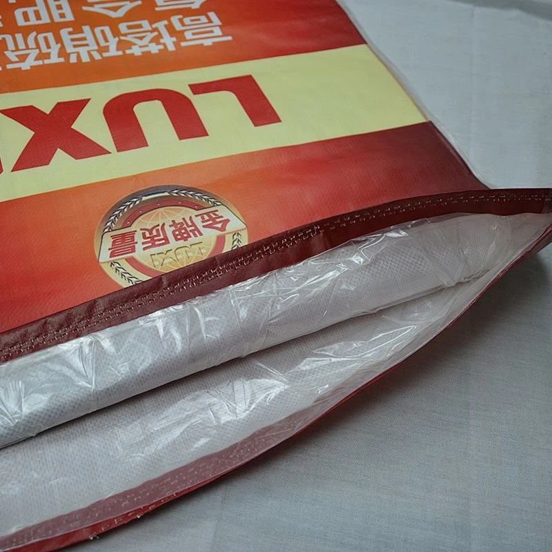 Red 40kg pp woven fertilizer packaging bag with lining plastic urea sack