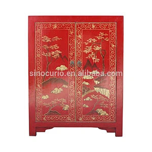 Chinese Antique Reproduction Painted Cabinet Wholesale Antique Hand Painted Wood Furniture