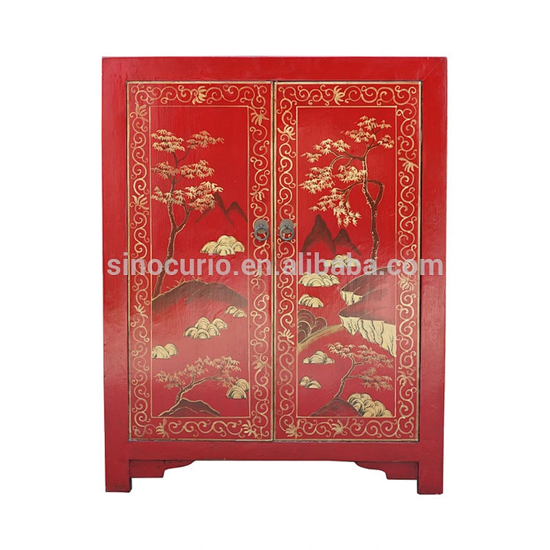 Chinese Antique Reproduction Painted Cabinet Wholesale Antique Hand Painted Wood Furniture