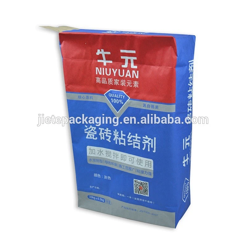 25kg 20kg kraft paper block bottom cement, tile adhesive, putty valve bag