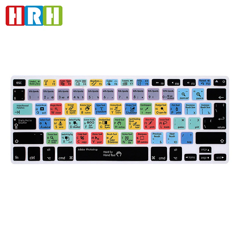 Wholesale Durable Customized Ado be Photo shop PS Functional Silicone laptop with russian keyboard Skin For Mac book