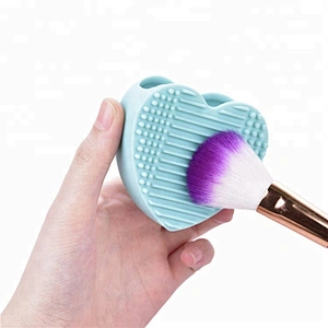 Heart Shaped Silicone Makeup Brush Cleaner Glove Scrubber Board Hollow Out Makeup Brush Holder Cosmetics Wash Cleaning Tools