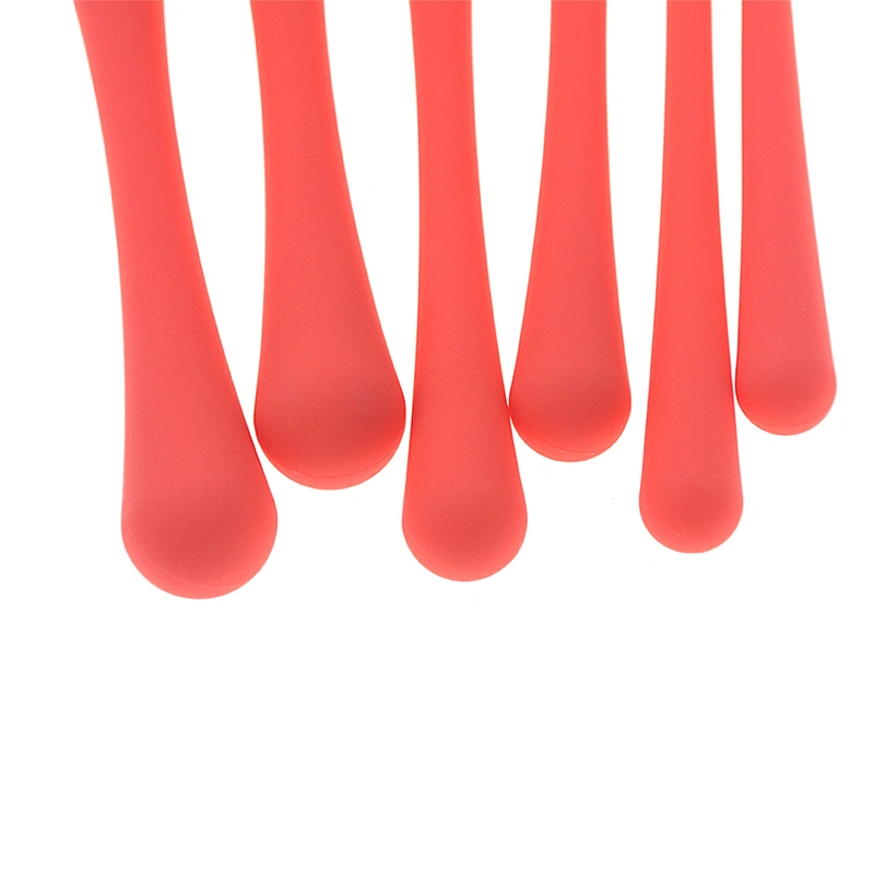6pc makeup brush set with rubber plastic handle
