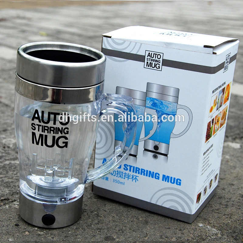 promotion cheap plastic cup gift automatic stirring mug stirring coffee cups with lid
