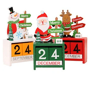 DIY 3D Christmas Home Decorations Christmas Wooden Ornaments Cartoon Santa Claus Snowman Table Decor