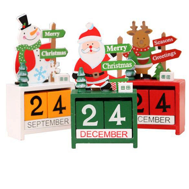 DIY 3D Christmas Home Decorations Christmas Wooden Ornaments Cartoon Santa Claus Snowman Table Decor