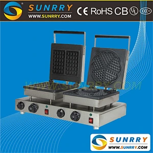 Automatic electric ceramic rectangle and heart waffle kiosk design maker