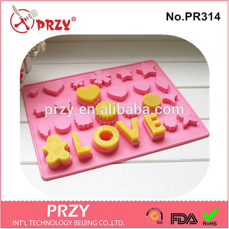 PRZY PR314 letter shape silicone chocolate mould for cake decorating