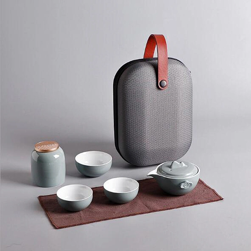 China porcelain classical design portable travel clay cup bag for gift