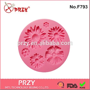 Model F793 Daisy shaped silicone cake decorating fondant mold for sale