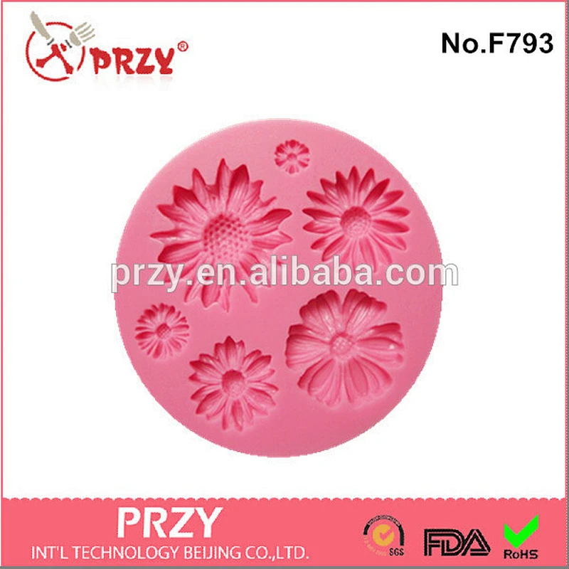 Model F793 Daisy shaped silicone cake decorating fondant mold for sale