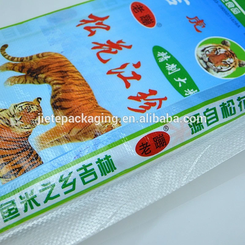 colorful printing and laminated with BOPP film PP woven sacks, bags for rice
