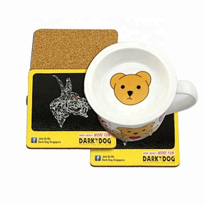 Wholesale Custom made logo wood office desk tea coaster