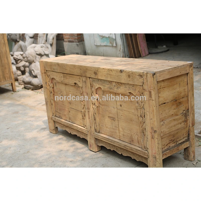 Chinese Antique Natural Wood Cabinte Furniture Carved Cabinet Old Pine Made Chinese Antique Furniture