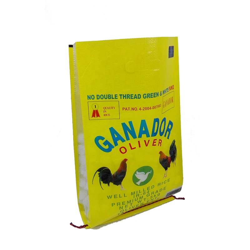 5kg transparent plastic bopp laminated basmati rice packing bag with D cut handle