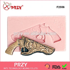 F2556 Mold creates a pistol in holster Mold western pistol and holster - fondant mold