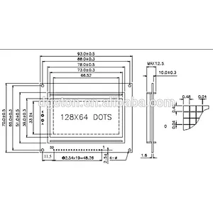 128*64 square character monochrome lcd panel display module
