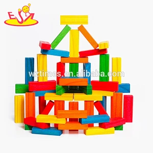 Venta al por mayor 54 UNIDS niños de madera de construcción de ladrillos juego de juguete colorido niños apilar de madera de construcción de ladrillos juego de juguete W13D154