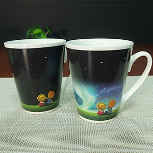 2019 Hot Selling Creative Ceramic Coffee Cup Cheap Stocked Temperature Color Change Cup Customized Logo Coffee Mug