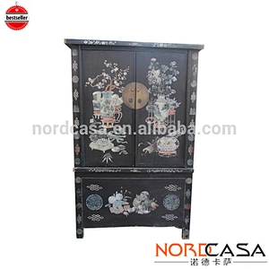 Vintage industrial furniture with traditional Chinese painting