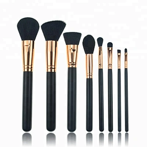 Gold silk printing private label logo Noble black makeup brush set 8 PCS Black brush makeup Synthetic fiber hair