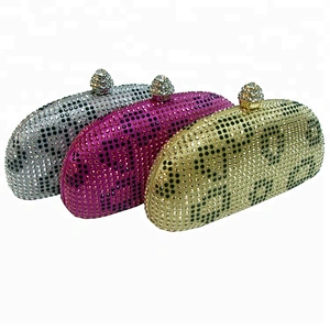 Classical fancy ladies clutch purses with hot fix rhinestones G20076