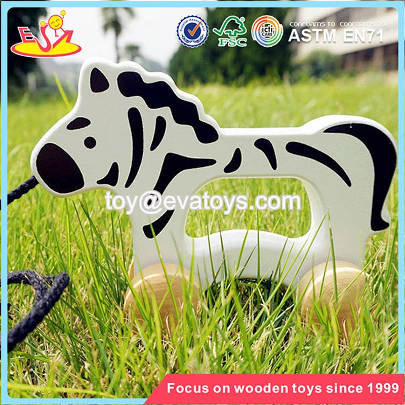 Juguete de madera W05B082 de la nueva arrastre de alta calidad verde al por mayor del niño