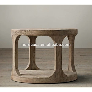 Antique reclaimed wood folding rustic round dining table