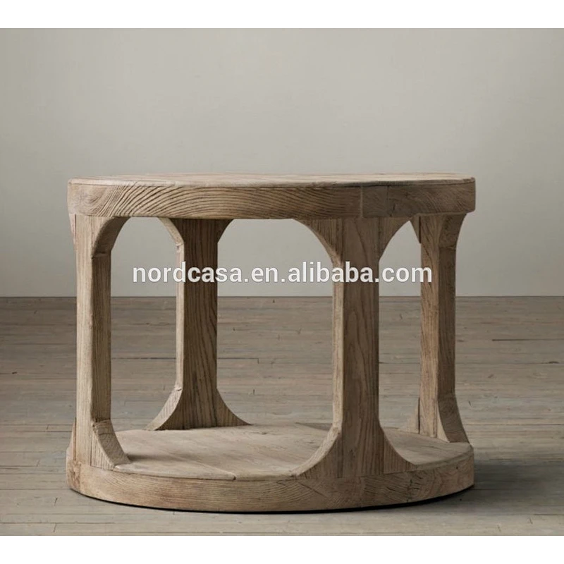 Antique reclaimed wood folding rustic round dining table