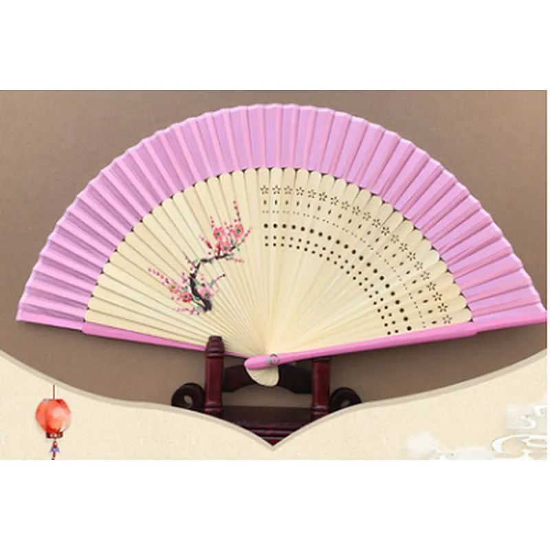 Portable Flower dacron Folding Hand Favour Fan Bamboo Craft Ladies Fans