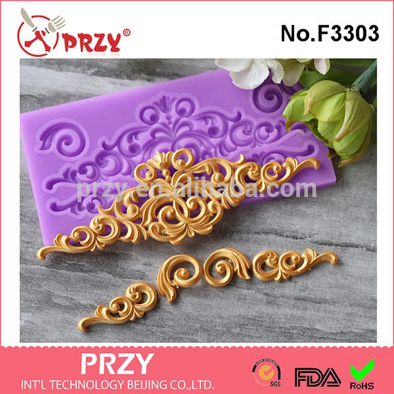 Inverted sugar embossed mold complete set of European decorative embossed head surrounded by food grade silicone mold