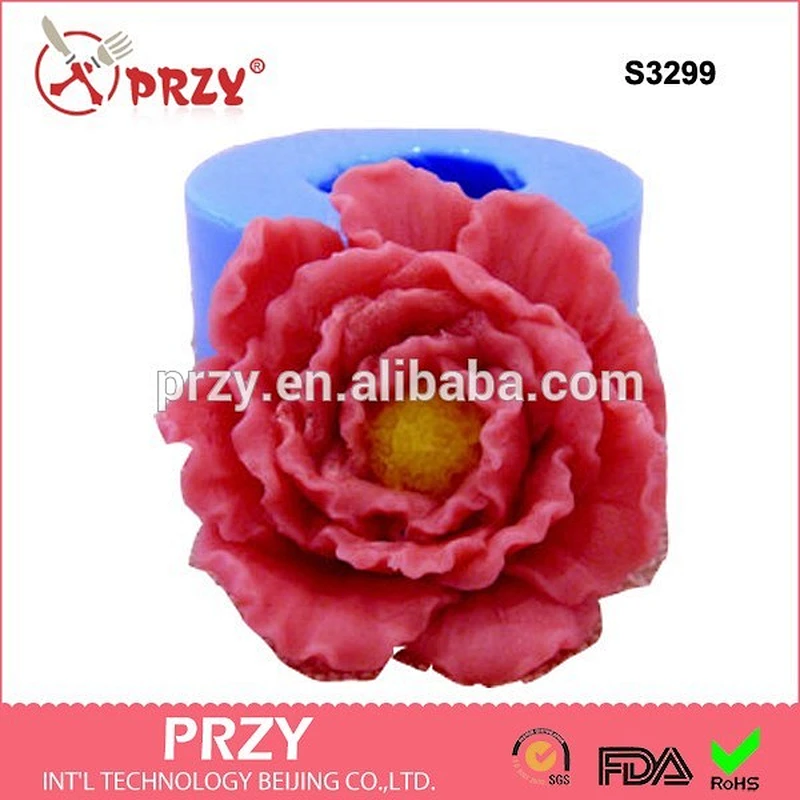 Decorative Peony flower handmade soap silicone mold Peony flower candle mold