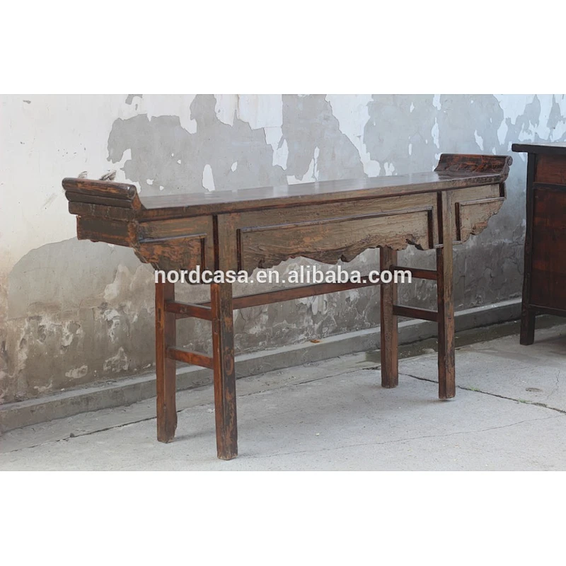 ANTIQUE RECYCLE WOOD CARVING CONSOLE TABLE
