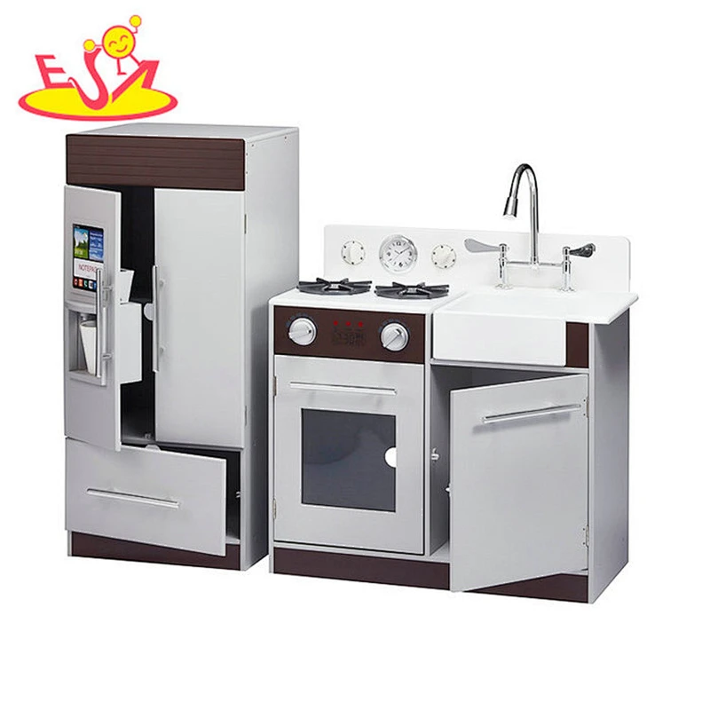 Juego de cocina grande interactivo de madera para niños, kits de cocina para el juego de simulación W10C324