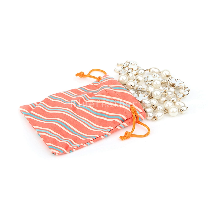 Custom Design Digital Printing Small Drawstring Microfiber Bag For Jewelry