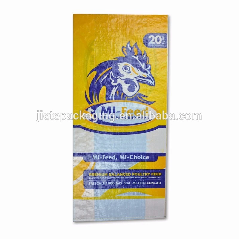 Hot stamping colored surface and plastic ldpe material liner inside pp woven bags packing feedstuff, grain seed 50kg 25kg
