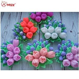 Creative tulips Soap mold forest flowers Candle moulds Tulips fondant cake mould handmade soap molds