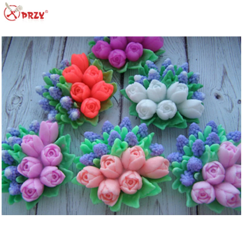 Creative tulips Soap mold forest flowers Candle moulds Tulips fondant cake mould handmade soap molds