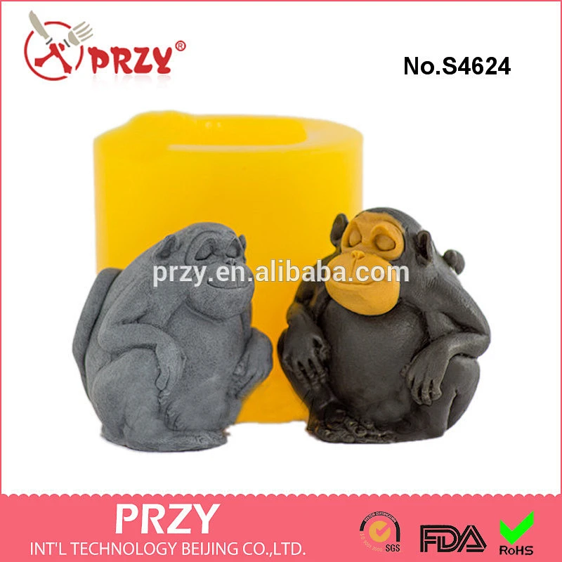 S4624 Silicone soap mold Monkey Food grade 3D Monkey Silicone Mold For Soap Silicone Rubber Mold