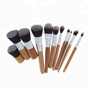 Personalised 11 Pieces Natural Factory Price Cosmetic Brush Set Wood Brush Kit Wooden Makeup Brush Manufacturers China