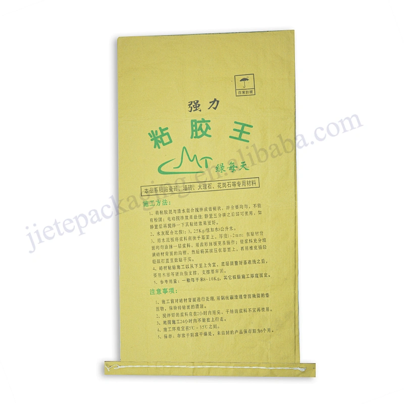 Construction use 25kg kraft paper plastic composite bag for cement,mortar,tile adhesive and wall putty powder