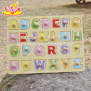 2018 top sale kids wooden alphabet puzzle educational alphabet puzzle W14M101