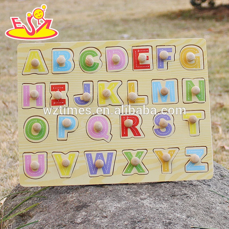 2018 top sale kids wooden alphabet puzzle educational alphabet puzzle W14M101