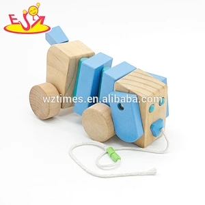 wholesale top quality kids cute wooden animal pull along toy for gift W05B032-Z