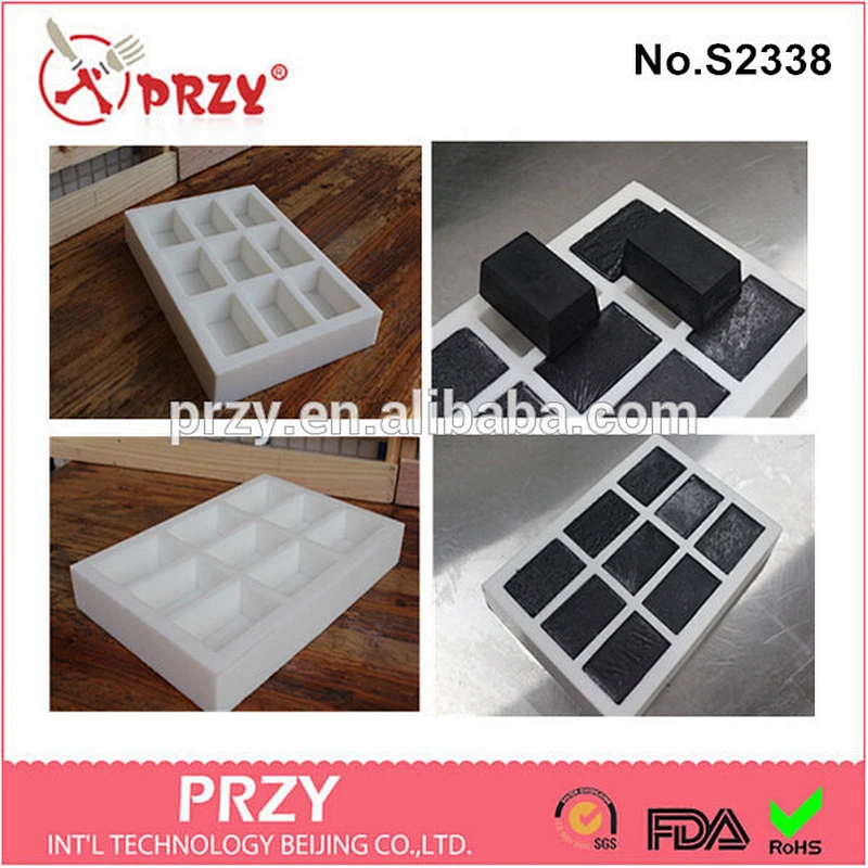 s2338 przy handmade 9 cavity square silicone soap mold