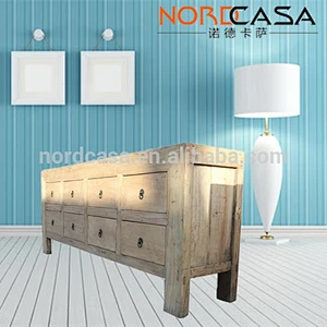 Solid wood Pine furniture antique white wide 8 drawer chest