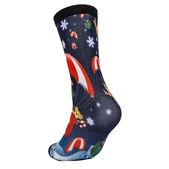 Wholesale High Technique Printing Happy Christmas Style Fashion Socks Print Woman Designer