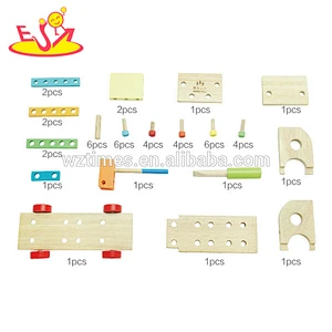 Wholesale high quality wooden assemble car toy for training baby's hand skill W04A255