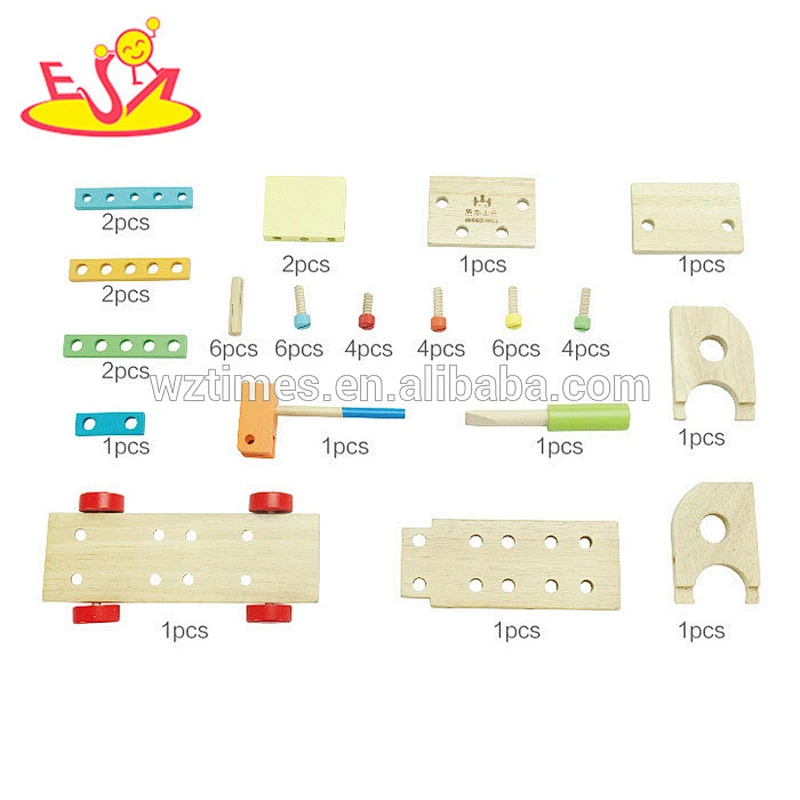 Wholesale high quality wooden assemble car toy for training baby's hand skill W04A255