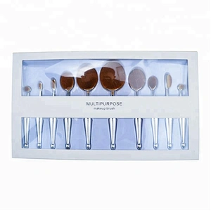 10 pc oval cosmetic makeup brush set
